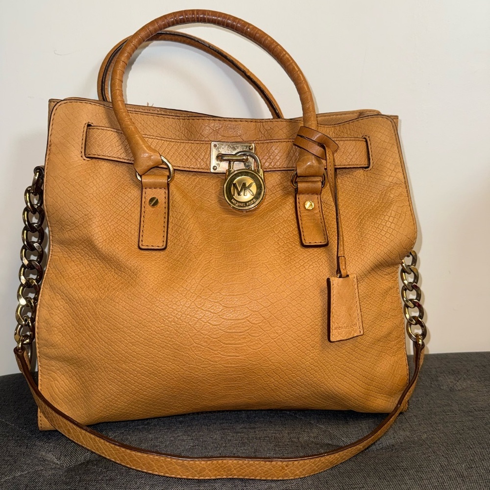 Michael Kors Python Embossed Hamilton Shoulder Bag - image 1